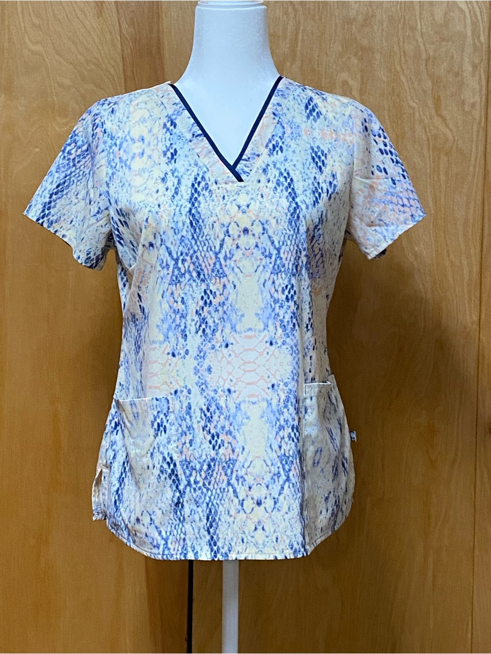 Healing Hands Snake-Print V-Neck Scrub Top